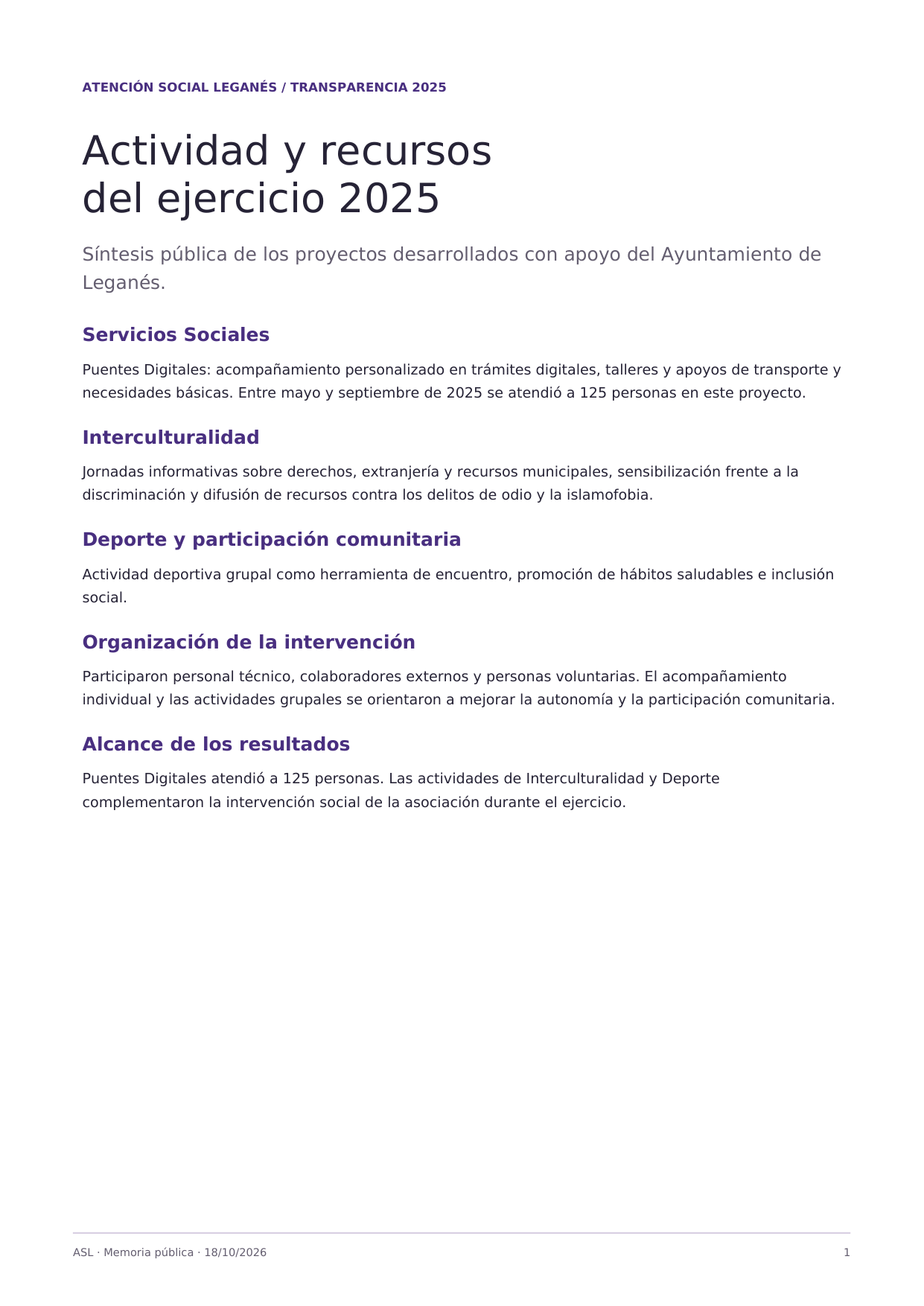 Página 1 de 2 de Actividad y recursos 2025. Texto disponible al final.